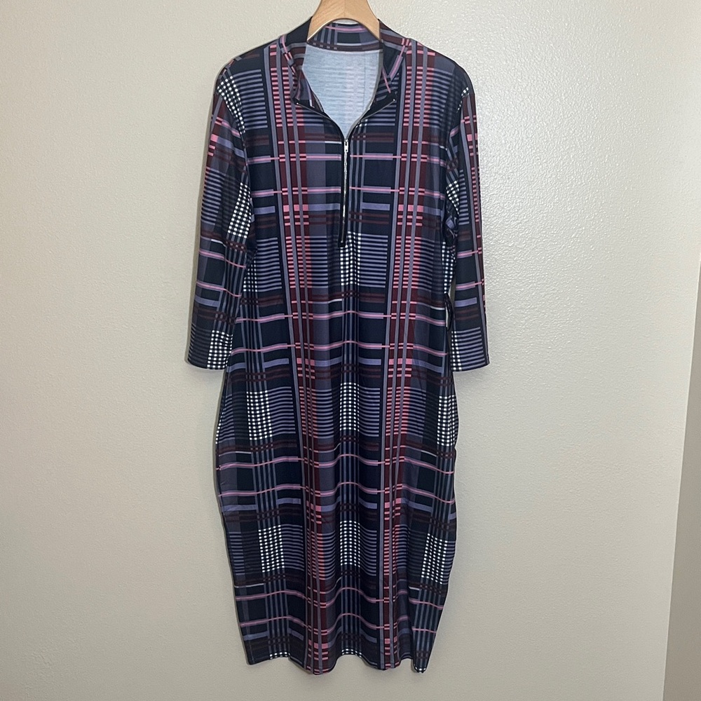 NWOT Bodycon Belt Sexy Plaid Half Zipper Plus Size Party Dress